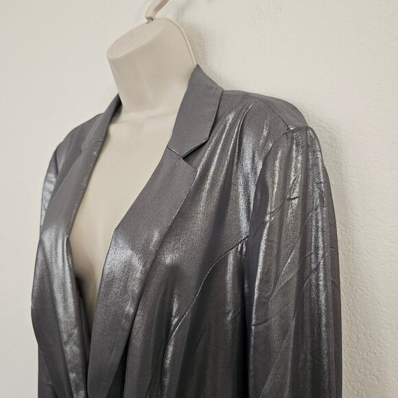 MAEVE ANTHRO Zada Metallic Blazer Silver Size 14 - Picture 6 of 13